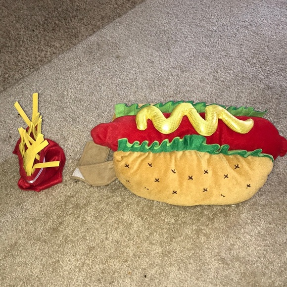 Dog Costume Hot Dog Fries Hat S/M Velcro Comfort - Picture 3 of 8